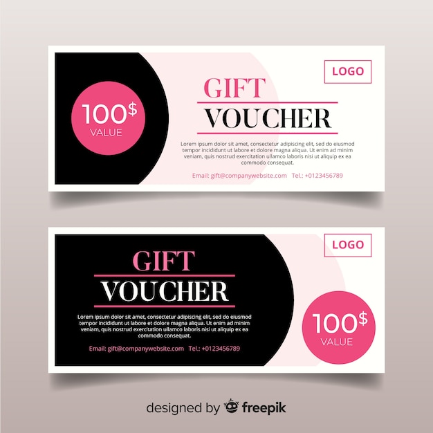 Modern gift voucher template with flat design