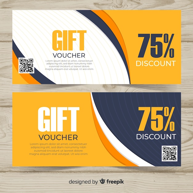 Modern gift voucher template with flat design