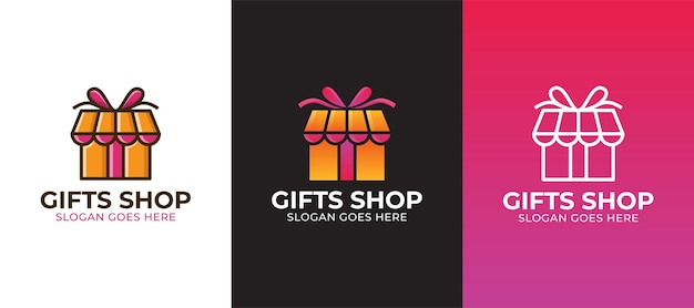 Modern gifts shop logo with three variation