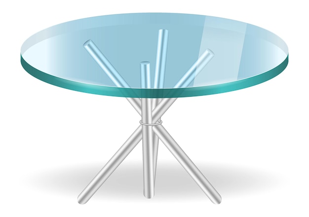 modern glass round dining table isolated on white background 3D illustration