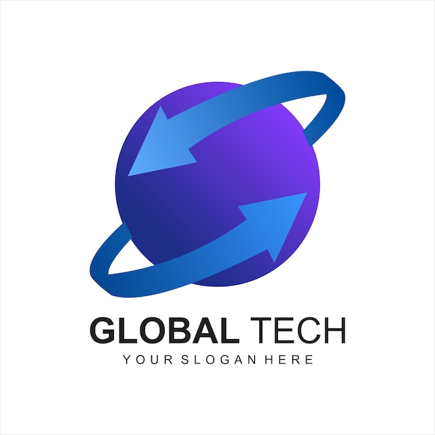 modern globe technology logo template