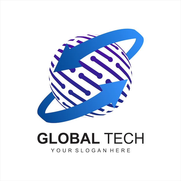 modern globe technology logo template