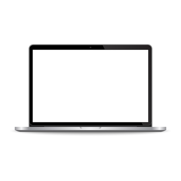 Modern glossy laptop isolated on white.