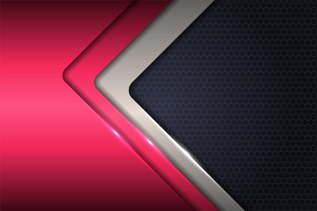 Modern Glossy Metallic Overlap Pink and Silver on Dark Background