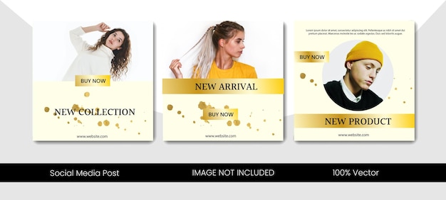 Modern goden fashion sale promotion social media instagram post banner template