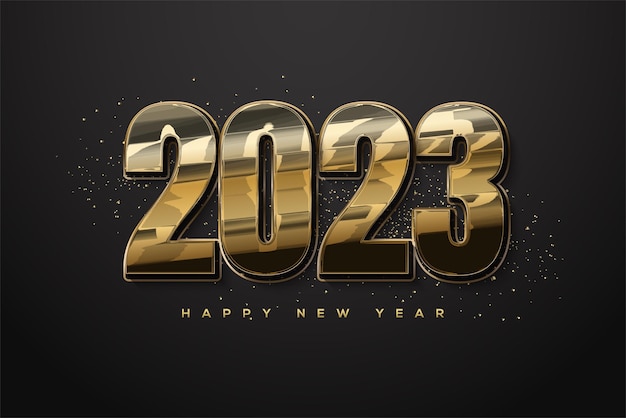 Modern gold metallic color for happy new year 2023