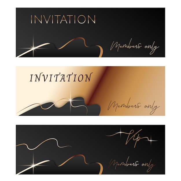 Vector modern gold vip invitation background set of golden business card template gift certificate vector