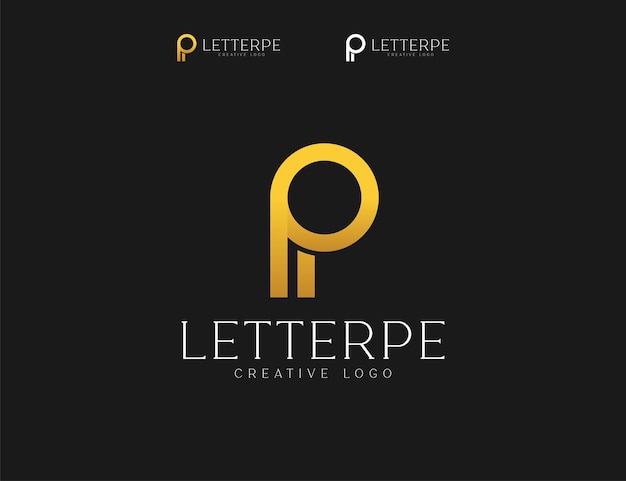 Modern golden line letter p typography logo template