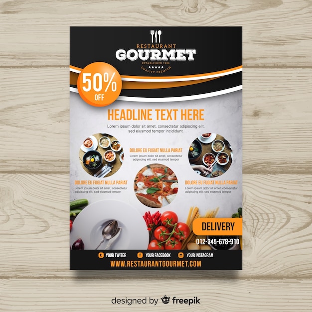 Modern gourmet restaurant flyer template