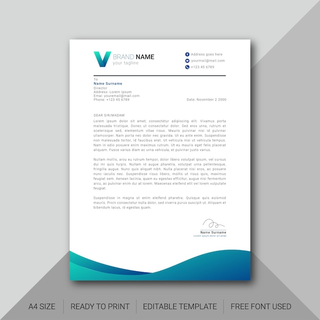 Modern gradient business letterhead template