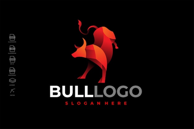 Modern Gradient Colorful Bull Ox Logo Template Illustration Vector