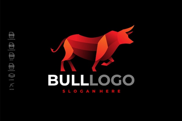 Modern Gradient Colorful Bull Ox Logo Template Illustration Vector