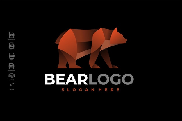 Modern Gradient Colorful Grizzly Bear Logo Template Illustration Vector