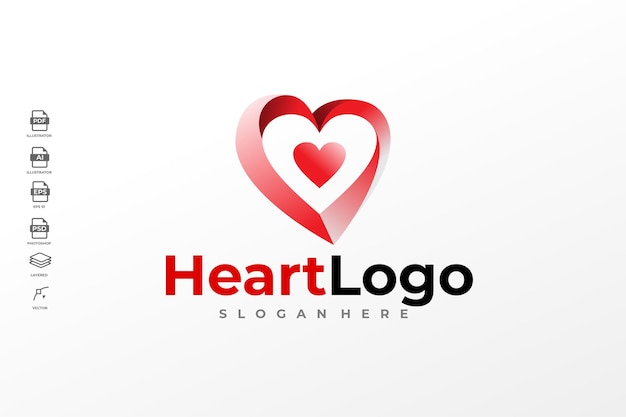 Modern Gradient Colorful Heart Care Logo Template Illustration Vector