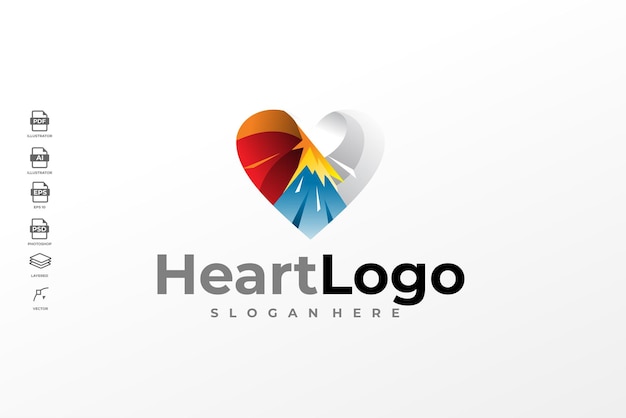 Modern Gradient Colorful Heart Care Logo Template Illustration Vector