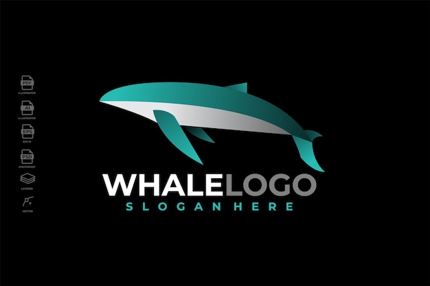 Modern Gradient Colorful Whale Logo Template Illustration Vector