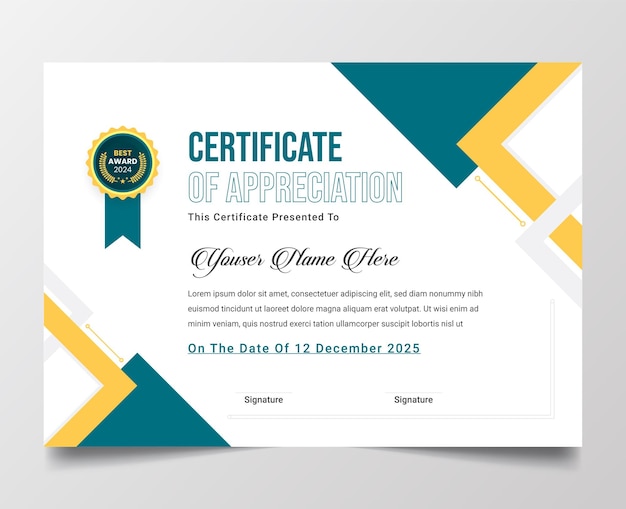 Modern Gradient elegant certificate of Achievement Template.