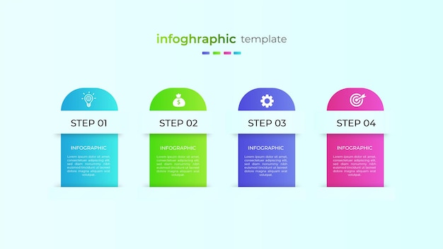 Modern gradient four step business infographic element