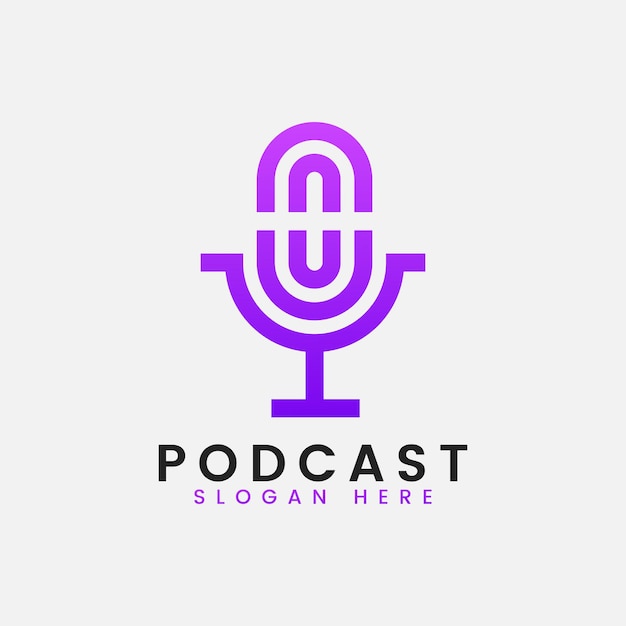 Modern gradient podcast logo design template