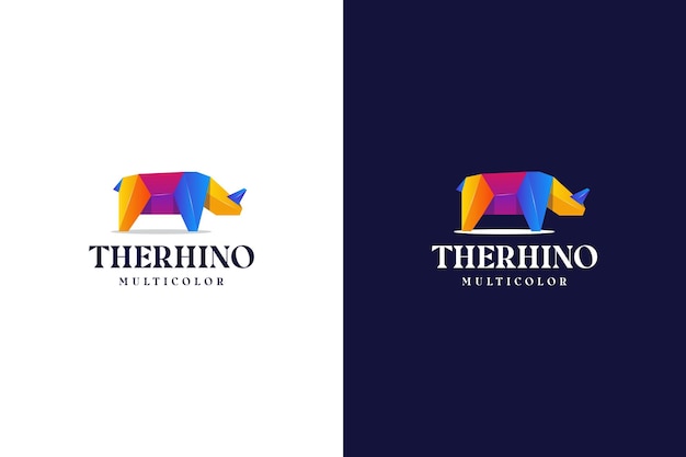 Modern gradient rhino logo colorful abstract