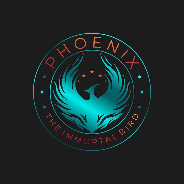 Vector modern gradient rising phoenix logo design firebird flame fire wing vector icon