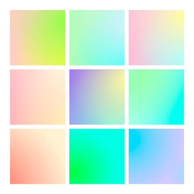 Modern gradient set with square abstract backgrounds.