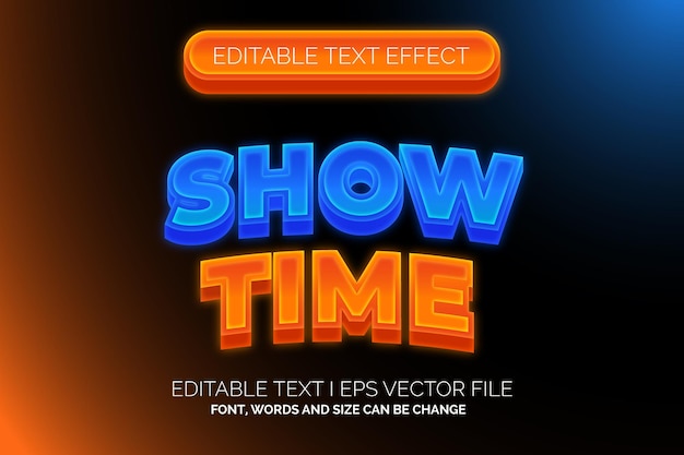 Modern gradient show time blue and orange color text effect