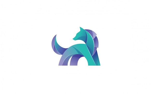 modern gradient wolf logo design 