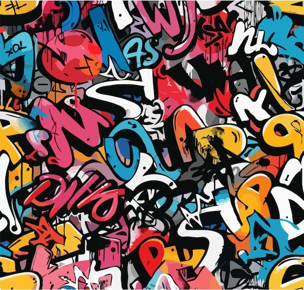 modern graffiti pattern With inscriptions in the style of vandalism