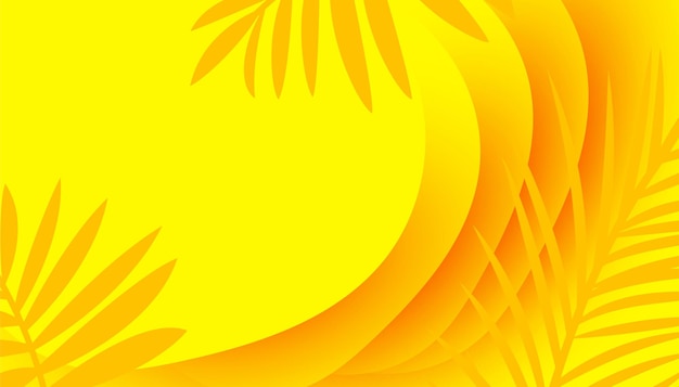 Modern graphic design wavy colorful yellow    tropical silhouette leaves