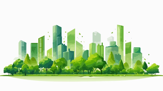 Vector modern green city design vector illustration with car