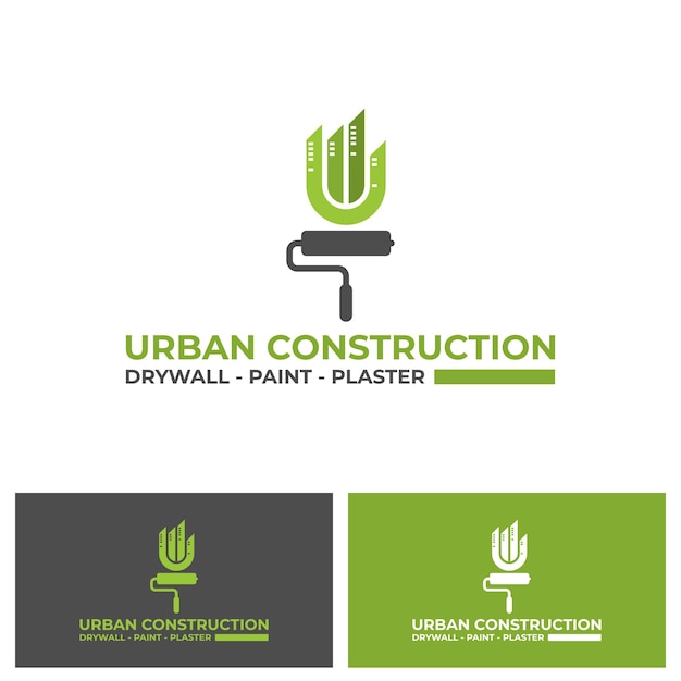 Modern Green Drywall House Logo Design