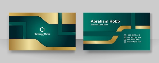 Modern Green Gold Business Card Creative and Clean Business Card Template