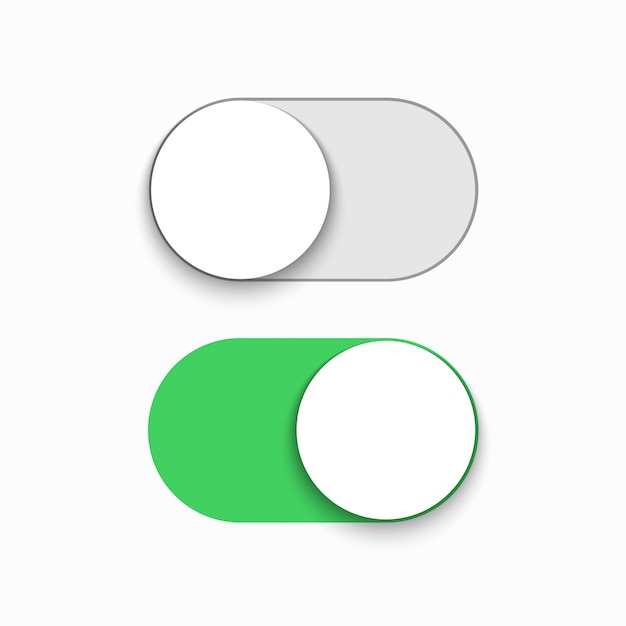   modern green slider button on white background.