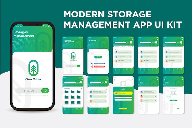 Modern Green Storage Management App UI Kit Template