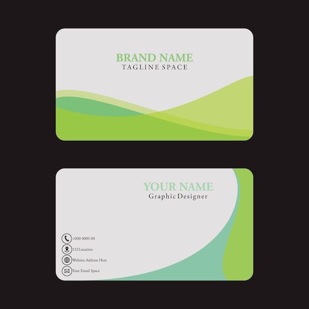 Modern green wave style business card design Vector Image