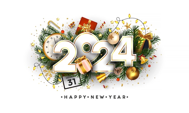 Vector modern greeting happy new year 2024 2