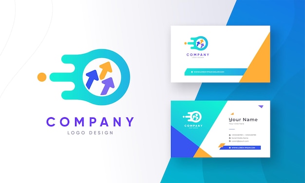 Modern Grow SEO  Digital Marketing Logo with Corporate Business Visiting Card Vector Illustration