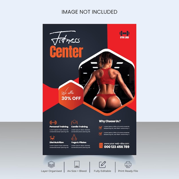 Modern gym fitness flyer or poster template