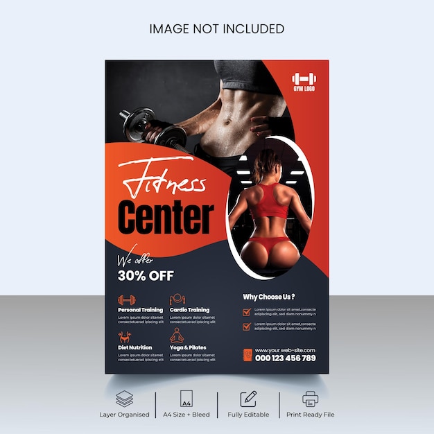 Modern gym fitness flyer or poster template