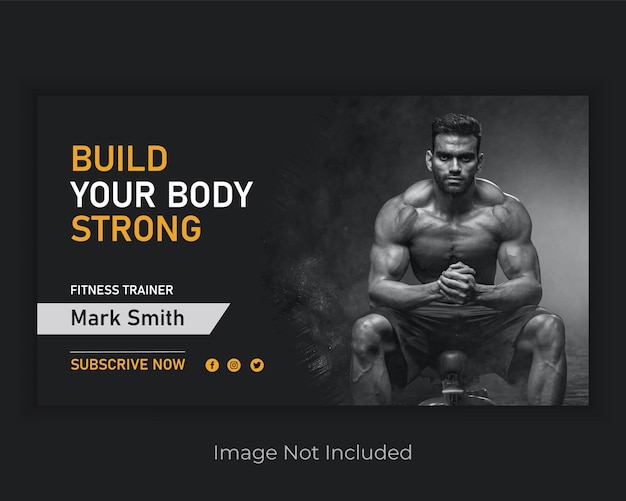 modern gym or fitness YouTube thumbnail and web banner design