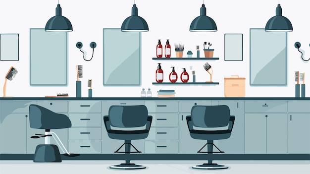 Modern Hair Salon Design on White Background Vector Illustration