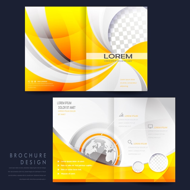 Vector modern halffold template brochure for advertising in yellow