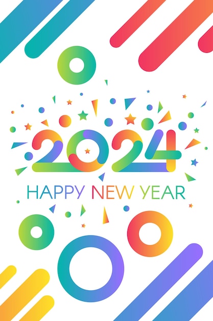 Modern Happy 2024 New Year Light A4 Banner