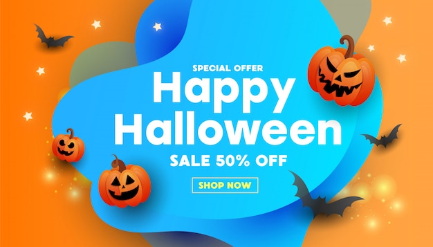 Modern happy halloween sale banner 