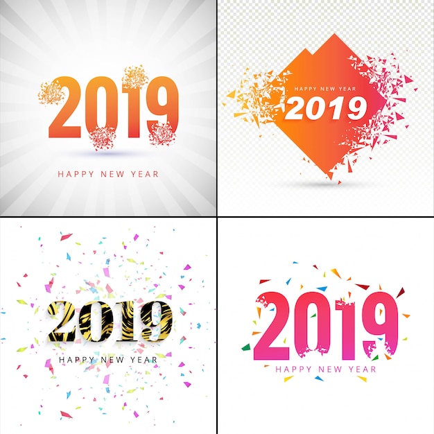 Modern Happy new year 2019 background collection design