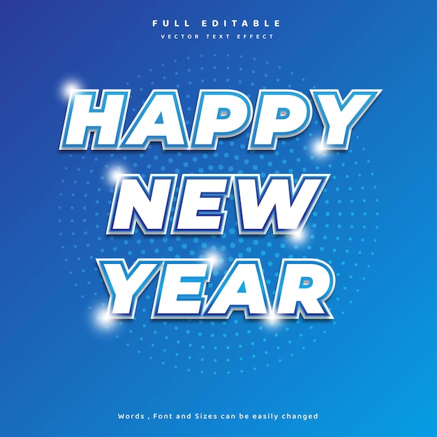 Modern happy new year text effect white color with circle background for banner flyer poster