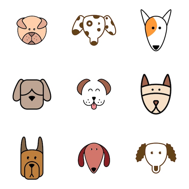 Modern Head Pet Logo Design Cat and Dog icon symbol