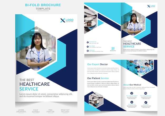 Modern healthcare company services bifold brochure medical Company Profile design template