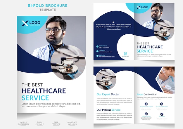 Modern healthcare company services bifold brochure medical Company Profile design template